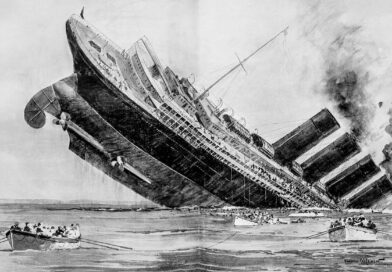 Ilustración del hundimiento del Lusitania por Norman Wilkinson