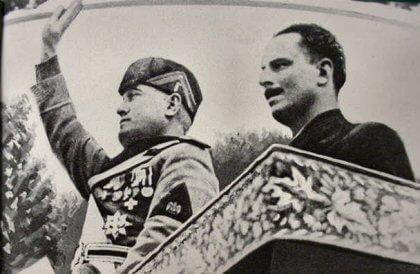 Oswald Mosley fundador de la Unión Británica de Fascistas con Mussolini