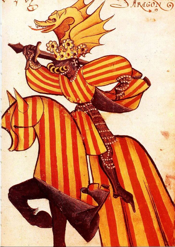 El rey Aragón en un manuscrito medieval. Almogávares